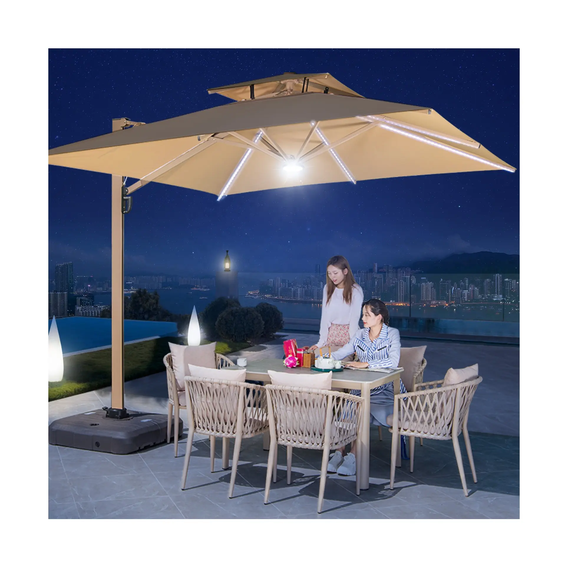 Solara Outdoor Solar LED Umbrella thumbnail 2