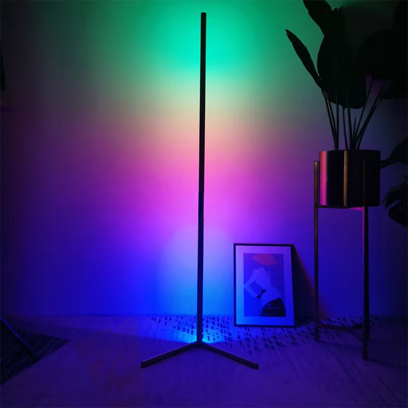 LED Corner Floor Lamp with colorful ambience in a room