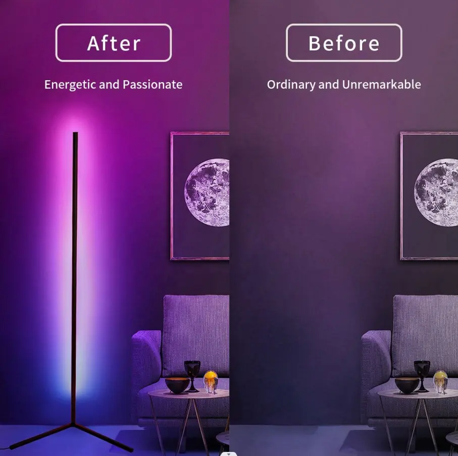 Beautiful room ambience after using LED Corner Floor Lamp