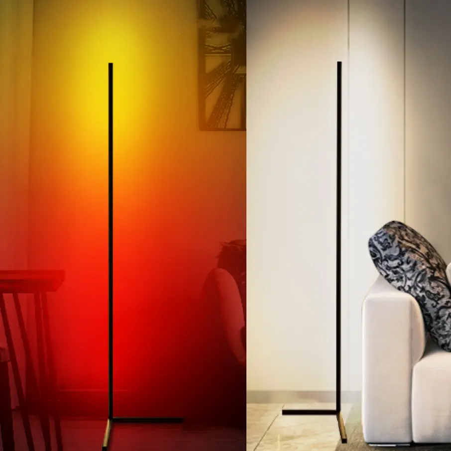 LED Corner Floor Lamp transforming a room with colorful ambience