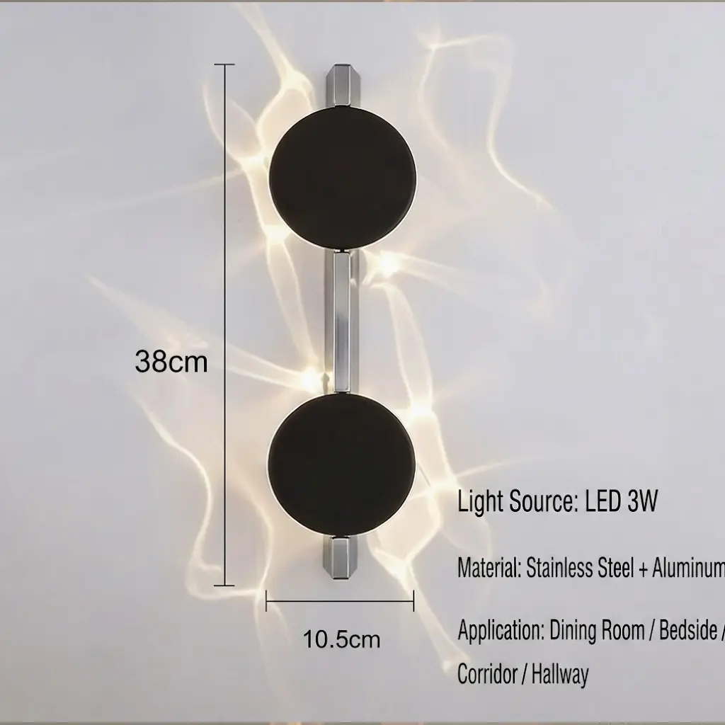 RippleGlow Rotating LED Wall Lamp double disc design